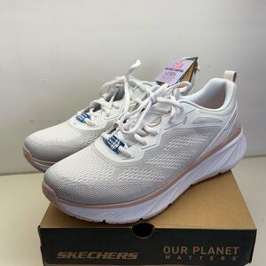 NIB Skechers Edgeride Power Flow Sneaker White Pink Comfort Memory Foam Cooled 7